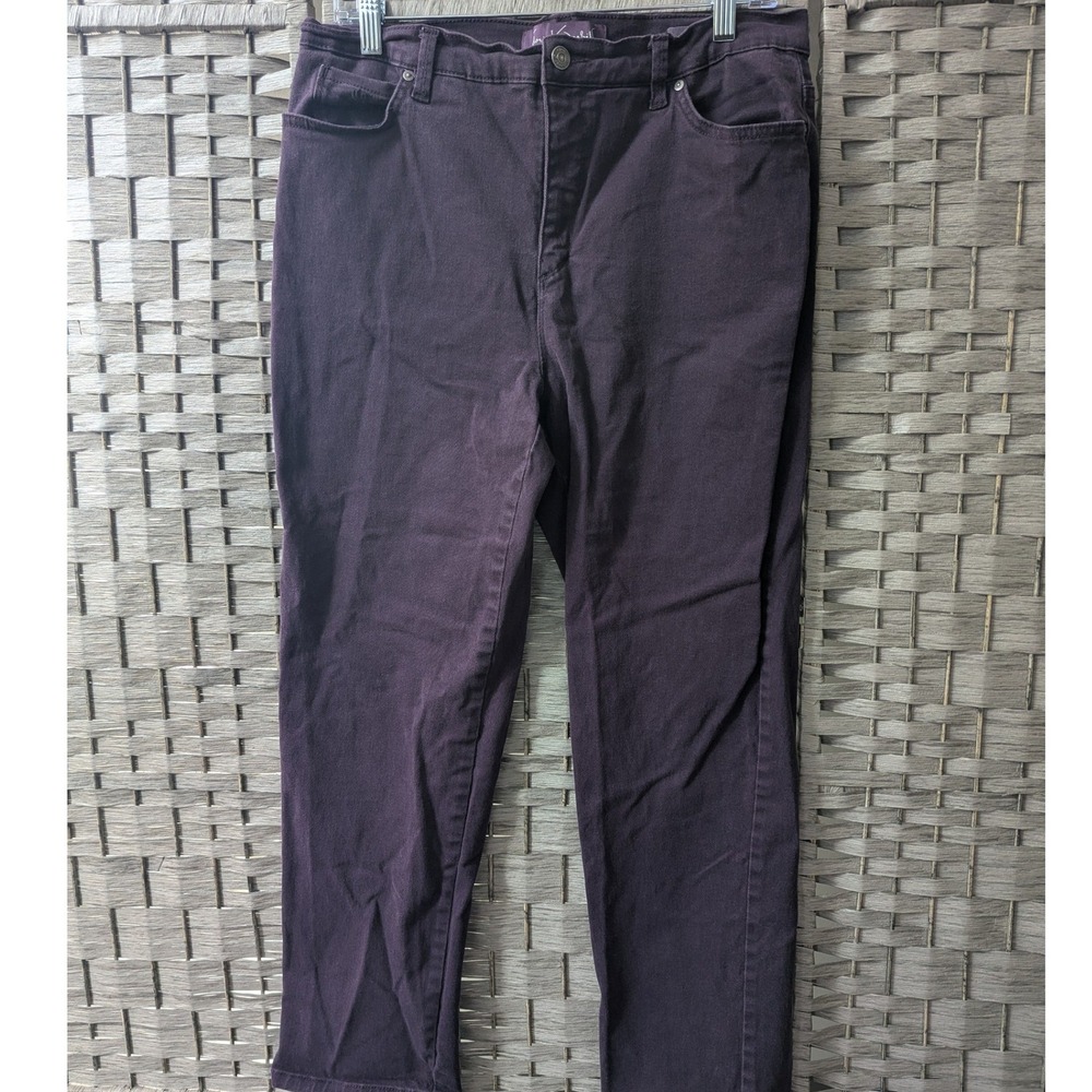 Gloria Vanderbilt Amanda Jeans Purple Eggplant High Rise Tapered Sz 14S Stretch